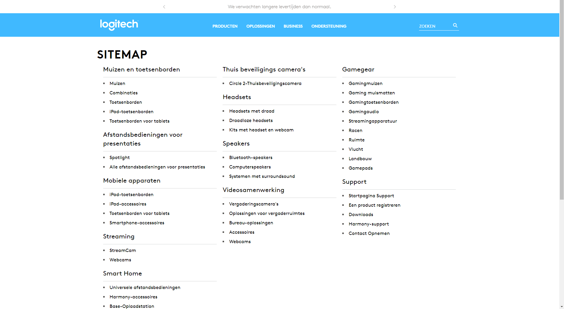 html sitemap zonder producten