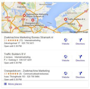 local 3 pack van google (map)