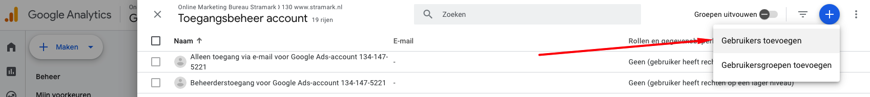 Stap 4 GA4 gebruiker toevoegen