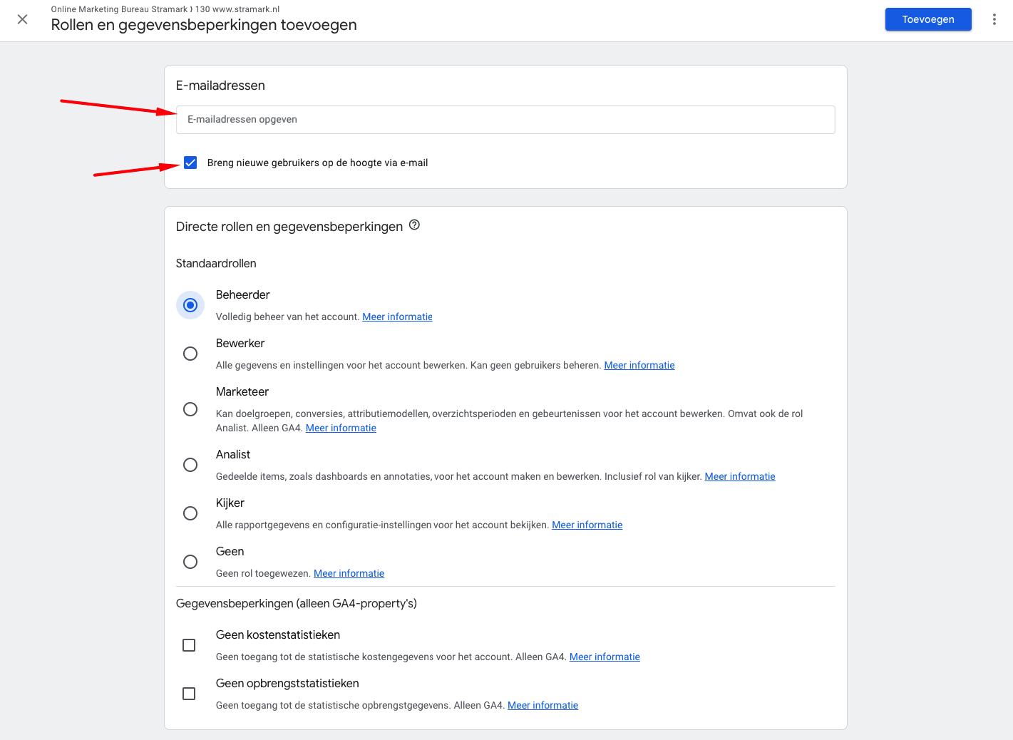 Stap 5 GA4 gebruiker toevoegen