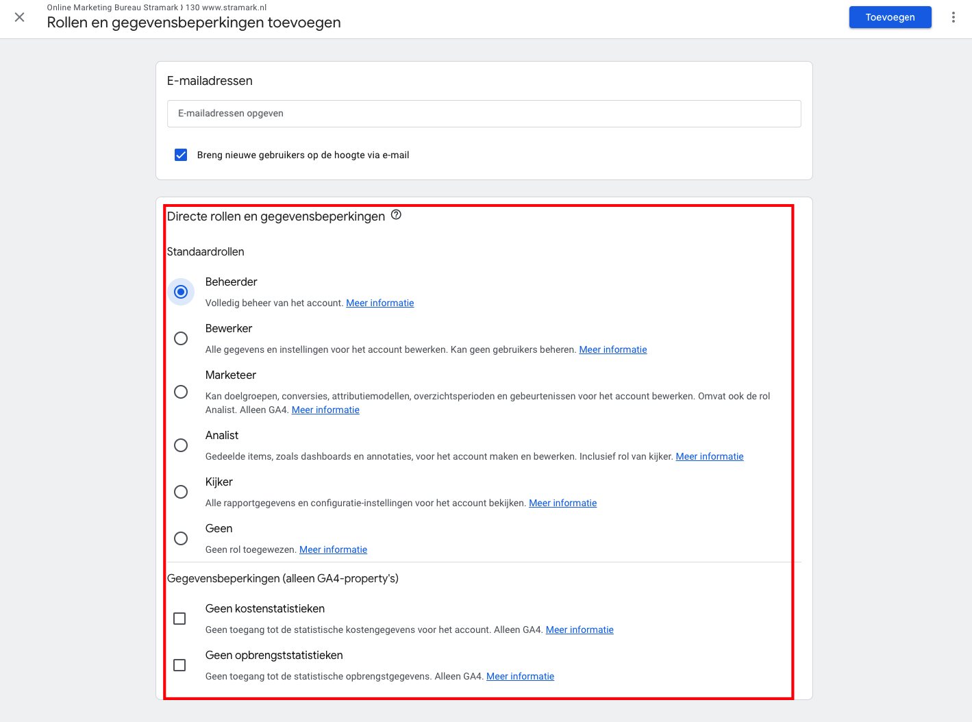 Stap 6 GA4 gebruiker toevoegen