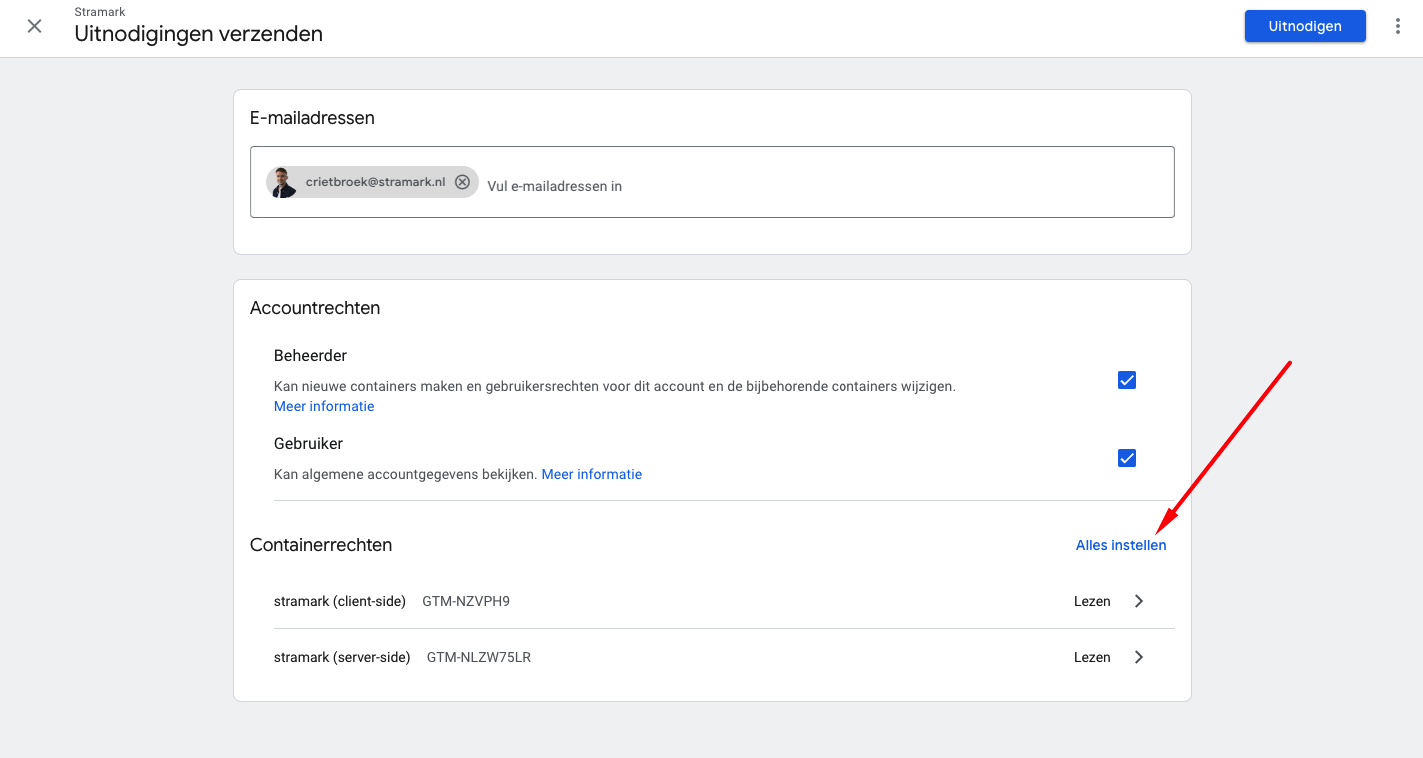 Stap 6 GTM gebruiker toevoegen