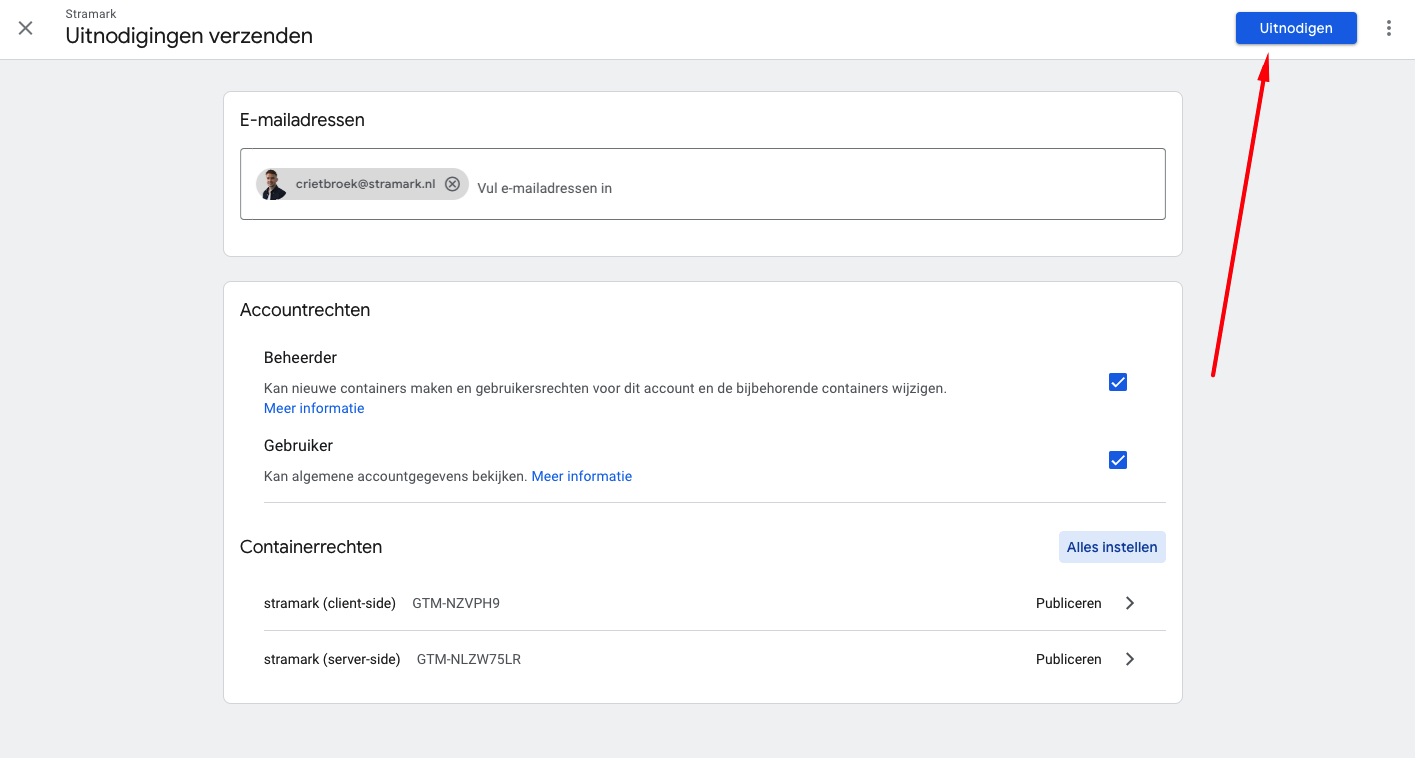 Stap 7 GTM gebruiker toevoegen
