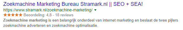 Stramark SERP resultaat