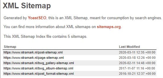 Stramark XML sitemap